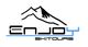 Logo afbundet bjerg og teksten "Enjoy Skitours" i sort og blå.