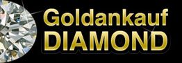 Text "Goldankauf DIAMOND" mit Diamant auf schwarzem Hintergrund.