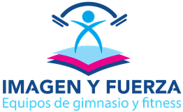Logo de "Imagen y Fuerza", equipos de gimnasio y fitness con figura levantando pesas.
