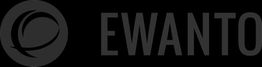 Logo mit dem Text "EWANTO" und einem stilisierten Kreis links davon auf schwarzem Hintergrund.