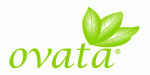 Logo mit grünem Schriftzug "ovata" und drei Blättern.