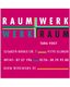 Visitenkarte: "RAUMWERK" auf pinkem Hintergrund, mit Kontaktinformationen und bunter Grafik.