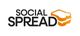 "Logo met tekst 'Social Spread' en afbeelding van een sandwich in oranje tinten."