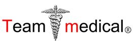 Logo mit Schriftzug "Team Medical" und Äskulapstab zwischen den Wörtern.