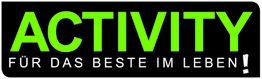 "Schwarzes und grünes Logo mit dem Text: 'ACTIVITY FÜR DAS BESTE IM LEBEN!'"