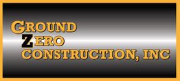 "Ground Zero Construction, Inc. logo with bold yellow and black text on a gradient background."