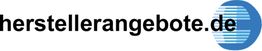 Logo mit Text "herstellerangebote.de" und einem blauen Kreis mit weißen Streifen rechts.