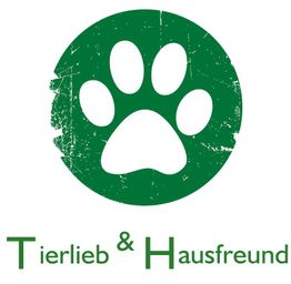 Grünes Logo mit Pfotenabdruck und Text: "Tierlieb & Hausfreund".