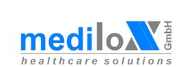 Logo von mediloX GmbH, blau-grauer Schriftzug mit dem Slogan „healthcare solutions“.