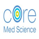 Logo with text: "Core Med Science" featuring concentric circles in blue and green.