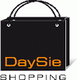 Schwarze Einkaufstasche mit "DaySie" in Orange und "Shopping" in Schwarz darunter.