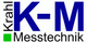 Logo mit dem Text: "Krahl K-M Messtechnik" in Blau, Schwarz und einem grünen Quadrat.