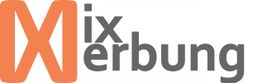 Logo mit einem großen orangen "M" und den grauen Buchstaben "ix Werbung".