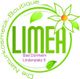 Logo der Naturkosmetik-Boutique LIMEA mit Blume und Adresse in Bad Durrheim, Lindenplatz 9.