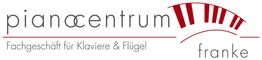 Logo mit Text: "pianocentrum franke - Fachgeschäft für Klaviere & Flügel" und einem roten Design.