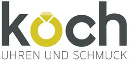Logo mit Schriftzug "koch Uhren und Schmuck", das "o" zeigt einen Ring.