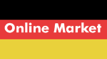 Roter und gelber Hintergrund mit dem weißen Text "Online Market".