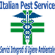 Logo medico con caduceo blu su croce verde e sfondo blu.