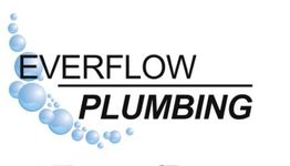 Logo of Everflow Plumbing with water bubbles.