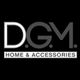 Logo D.G.M. Home & Accessories su sfondo nero.