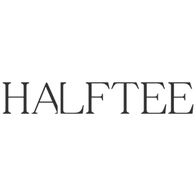 Text "HALFTEE" in uppercase black serif font on a white background.
