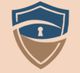 Blue and brown shield logo with keyhole design in the center.