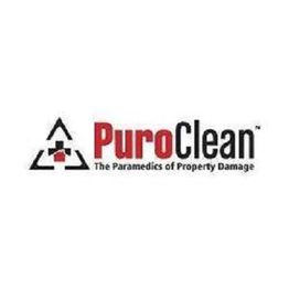 Logo van PuroClean met tekst "The Paramedics of Property Damage" en een driehoekig icoon.
