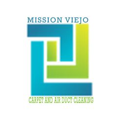 Logo for Mission Viejo Carpet and Air Duct Cleaning with abstract green and blue design.