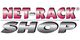 Logo mit Schriftzug "NET-RACK SHOP" in Rot und Silber auf weißem Hintergrund.