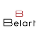 Logotipo con la letra B roja sobre la palabra "Belart" en negro. Fondo blanco.