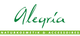 Logo von Alegría, Naturkosmetik & Accessoires, in grüner Schrift auf weißem Hintergrund.