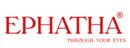 Logo mit rotem Schriftzug "EPHATHA" und Slogan "THROUGH YOUR EYES" darunter.
