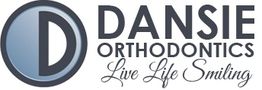 Logo of Dansie Orthodontics with the slogan "Live Life Smiling" and a blue circle with a "D".