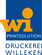 Logo der Druckerei Willeken mit den Buchstaben "wi" und Text "PRINTSOLUTION".