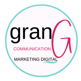 Logo de "granG" avec le texte "COMMUNICATION" et "MARKETING DIGITAL" en couleurs noir et rose.