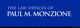 Blue banner with white text: "The Law Offices of Paul M. Monzione."