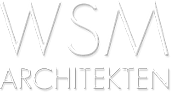 WSM Architekten Logo in weißer Schrift auf schwarzem Hintergrund.