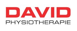 Logo mit rotem Text "DAVID" und schwarzem Text "PHYSIOTHERAPIE" auf weißem Hintergrund.