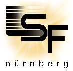 Logo mit den Buchstaben SF, darunter steht "Nürnberg", auf einem gelben Hintergrund.