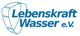 Blaues Logo: "Lebenskraft Wasser e.V." mit abstrakter Wasserform links.