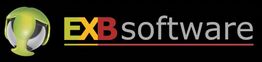 Logo van EXB Software met groene bol en tekst op zwarte achtergrond.