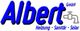 Logo von Albert GmbH mit blauem Schriftzug und Symbolen für Heizung, Sanitär und Solar.