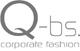 Logo mit Text: "Q-bs. corporate fashion".