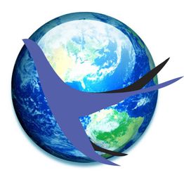 Globo terrestre con sagoma di uccello stilizzato sovrapposto in primo piano.