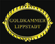 Ovales, goldenes Schild mit der Aufschrift „Goldkammer Lippstadt“ auf schwarzem Hintergrund.