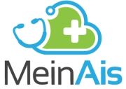 Logo von "Mein Ais" mit grünem Wolkensymbol, Stethoskop und Kreuz.