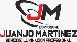 Logo de Juanjo Martínez, sonido e iluminación profesional, incluye un número de teléfono.