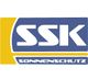 Logo mit den Buchstaben SSK und dem Wort "Sonnenschutz" in blauer und gelber Farbgestaltung.