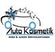Logo von "Auto Kosmetik" mit blauer Blume, Schriftzug "innen & außen Serviceleistungen".