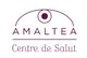 Logo de Amaltea Centre de Salut, con un diseño de líneas curvas y un círculo en la parte superior.
